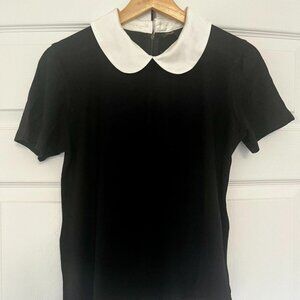 Maje t-shirt top short sleeves Peter Pan collar black size 1 great condition